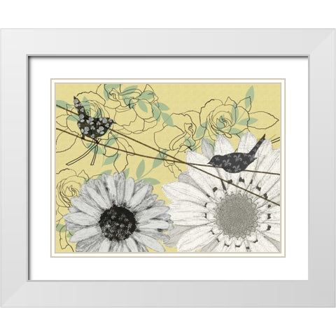 Birds on a Wire II White Modern Wood Framed Art Print with Double Matting by Reynolds, Jade
