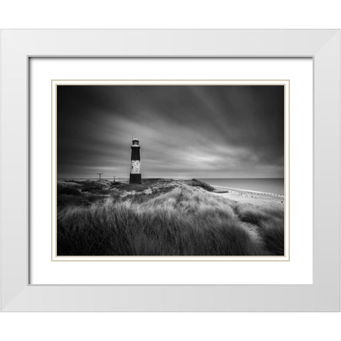 The Lighthouse White Modern Wood Framed Art Print with Double Matting by Henson, Martin