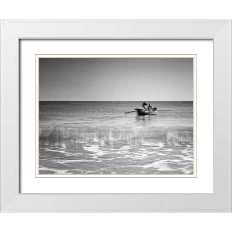 The Fishermen White Modern Wood Framed Art Print with Double Matting by Henson, Martin