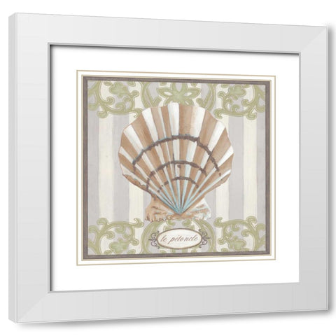 Riviera Shell I White Modern Wood Framed Art Print with Double Matting by Vess, June Erica