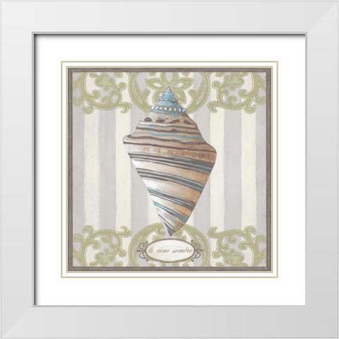 Riviera Shell II White Modern Wood Framed Art Print with Double Matting by Vess, June Erica