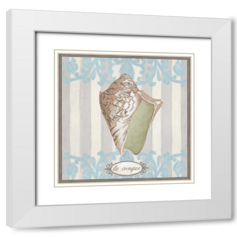 Riviera Shell IV White Modern Wood Framed Art Print with Double Matting by Vess, June Erica