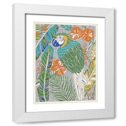 Tropical Macaw White Modern Wood Framed Art Print with Double Matting by Zarris, Chariklia