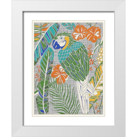 Tropical Macaw White Modern Wood Framed Art Print with Double Matting by Zarris, Chariklia