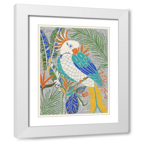 Tropical Cockatoo White Modern Wood Framed Art Print with Double Matting by Zarris, Chariklia