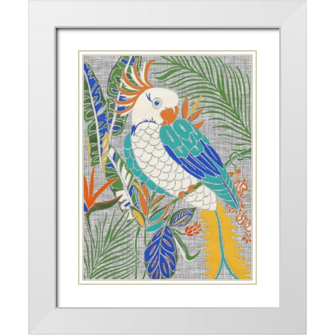 Tropical Cockatoo White Modern Wood Framed Art Print with Double Matting by Zarris, Chariklia