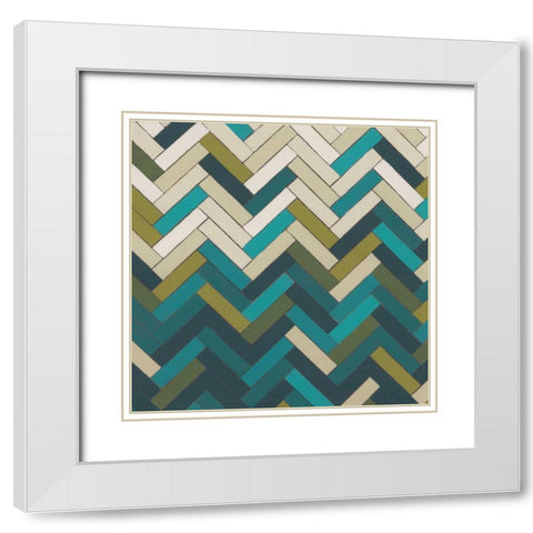 Parquet Prism II White Modern Wood Framed Art Print with Double Matting by Vess, June Erica
