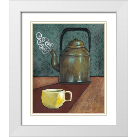 Good Morning Mugs I White Modern Wood Framed Art Print with Double Matting by Popp, Grace