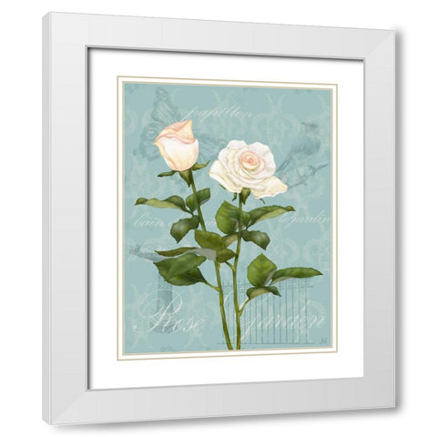 Cream Rose II White Modern Wood Framed Art Print with Double Matting by Reynolds, Jade