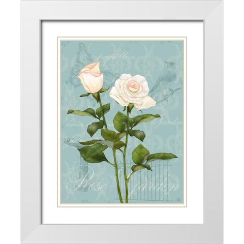 Cream Rose II White Modern Wood Framed Art Print with Double Matting by Reynolds, Jade