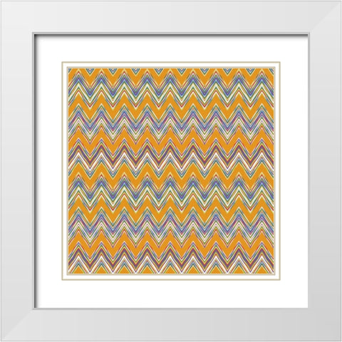 Chevron Waves I White Modern Wood Framed Art Print with Double Matting by Hoffman, Katia