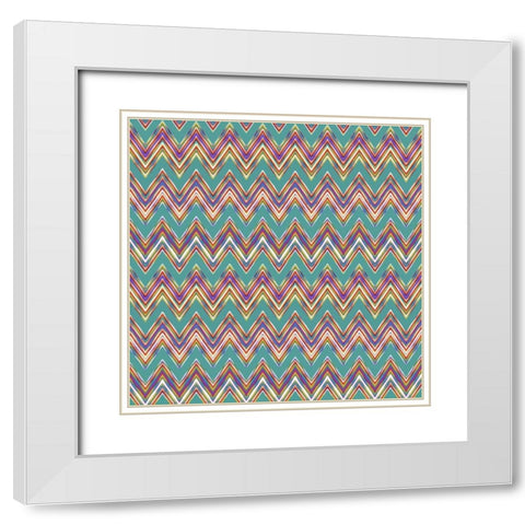 Chevron Waves II White Modern Wood Framed Art Print with Double Matting by Hoffman, Katia