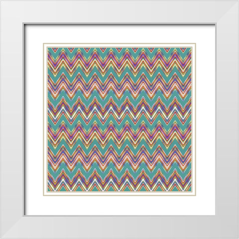 Chevron Waves II White Modern Wood Framed Art Print with Double Matting by Hoffman, Katia