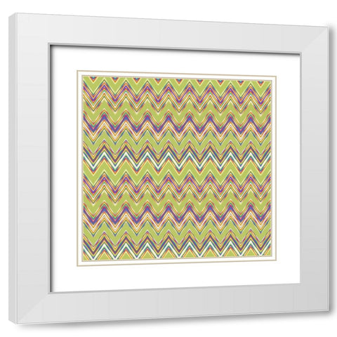 Chevron Waves V White Modern Wood Framed Art Print with Double Matting by Hoffman, Katia