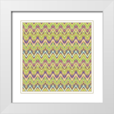Chevron Waves V White Modern Wood Framed Art Print with Double Matting by Hoffman, Katia