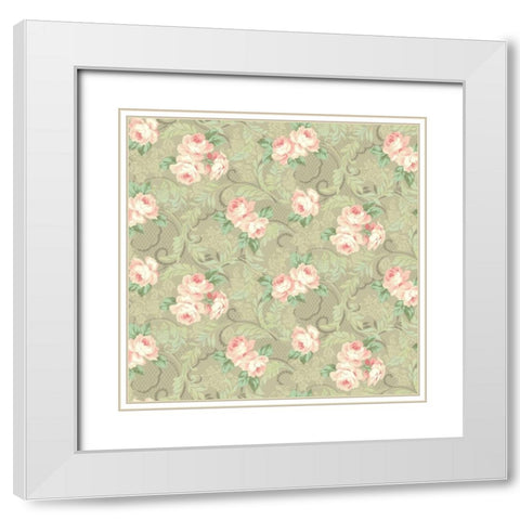 Downton Roses I White Modern Wood Framed Art Print with Double Matting by Hoffman, Katia