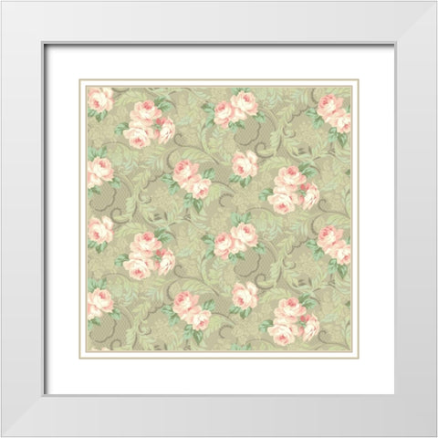 Downton Roses I White Modern Wood Framed Art Print with Double Matting by Hoffman, Katia