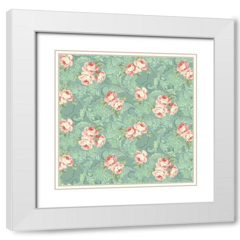 Downton Roses III White Modern Wood Framed Art Print with Double Matting by Hoffman, Katia
