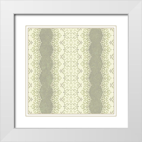 Downton Stripe II White Modern Wood Framed Art Print with Double Matting by Hoffman, Katia