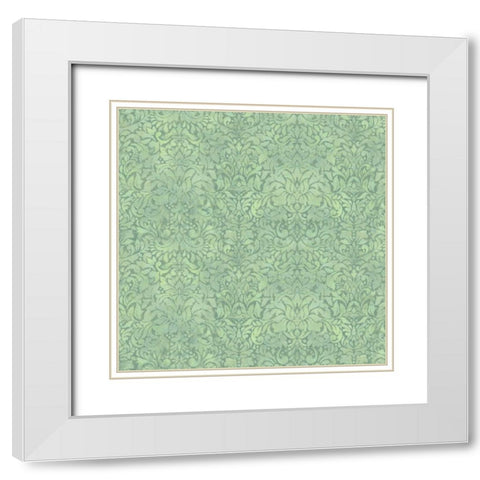 Downton Damask III White Modern Wood Framed Art Print with Double Matting by Hoffman, Katia