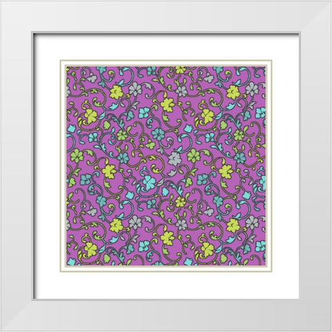 Vintage Calico I White Modern Wood Framed Art Print with Double Matting by Hoffman, Katia