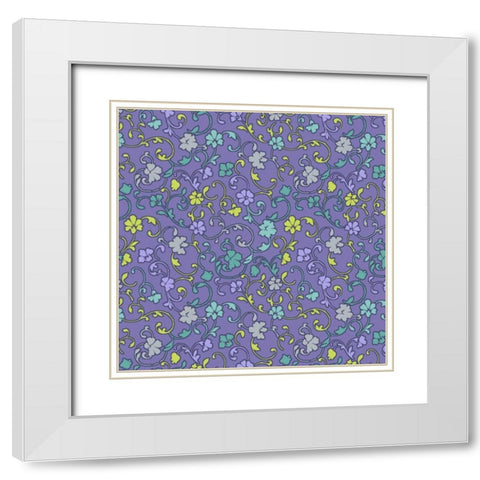 Vintage Calico III White Modern Wood Framed Art Print with Double Matting by Hoffman, Katia