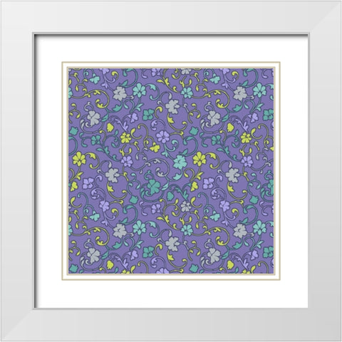 Vintage Calico III White Modern Wood Framed Art Print with Double Matting by Hoffman, Katia