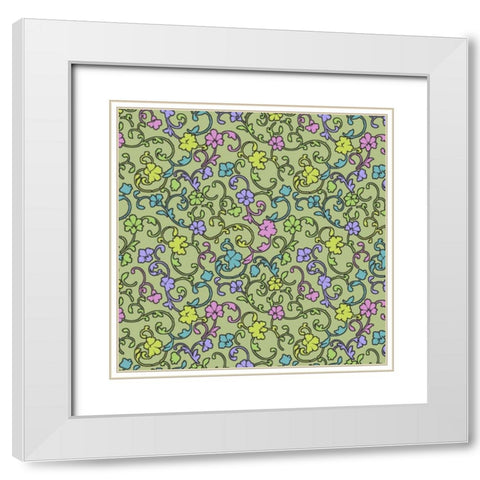Vintage Calico IV White Modern Wood Framed Art Print with Double Matting by Hoffman, Katia