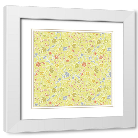 Vintage Calico V White Modern Wood Framed Art Print with Double Matting by Hoffman, Katia