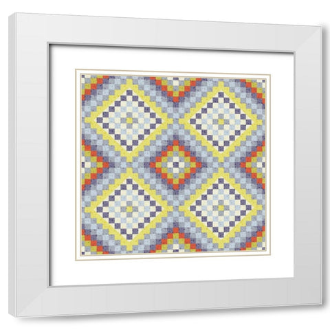 Vintage Geo III White Modern Wood Framed Art Print with Double Matting by Hoffman, Katia
