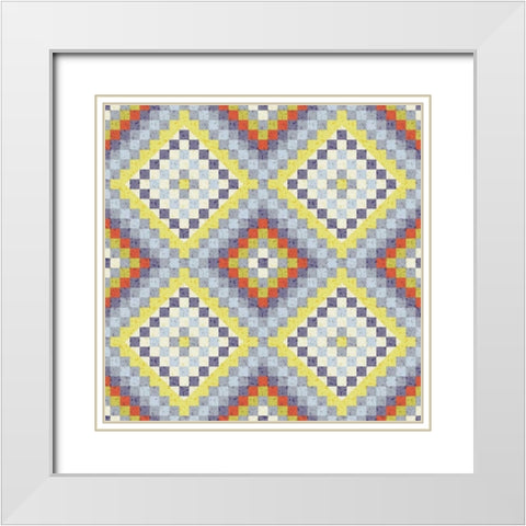 Vintage Geo III White Modern Wood Framed Art Print with Double Matting by Hoffman, Katia