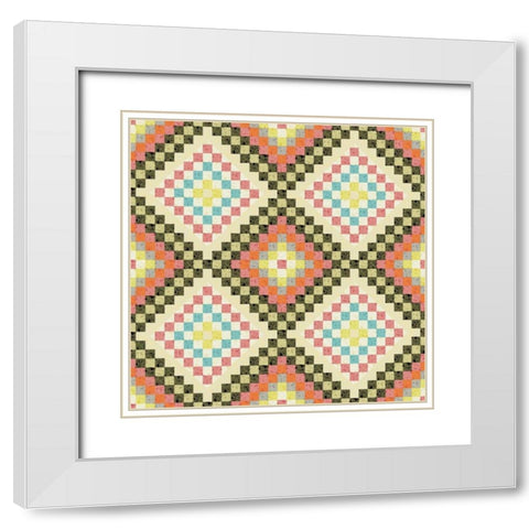 Vintage Geo IV White Modern Wood Framed Art Print with Double Matting by Hoffman, Katia
