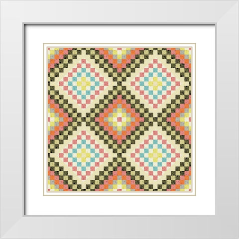 Vintage Geo IV White Modern Wood Framed Art Print with Double Matting by Hoffman, Katia