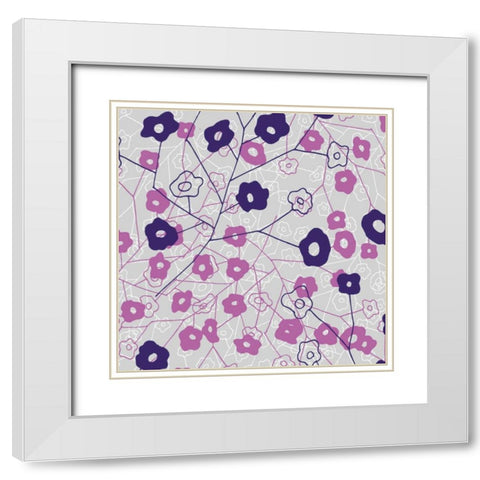 Cottage Rose Garden III White Modern Wood Framed Art Print with Double Matting by Benyon, Ali