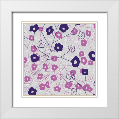 Cottage Rose Garden III White Modern Wood Framed Art Print with Double Matting by Benyon, Ali