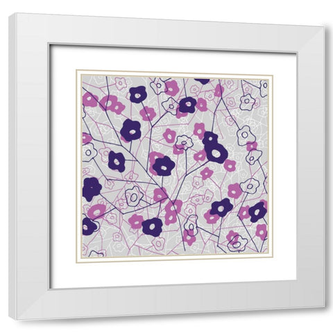 Cottage Rose Garden IV White Modern Wood Framed Art Print with Double Matting by Benyon, Ali