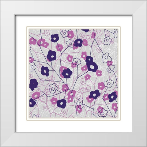 Cottage Rose Garden IV White Modern Wood Framed Art Print with Double Matting by Benyon, Ali