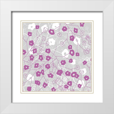 Cottage Rose Garden V White Modern Wood Framed Art Print with Double Matting by Benyon, Ali