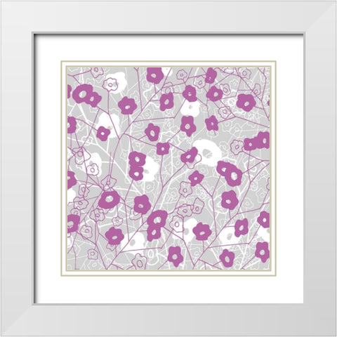 Cottage Rose Garden VI White Modern Wood Framed Art Print with Double Matting by Benyon, Ali