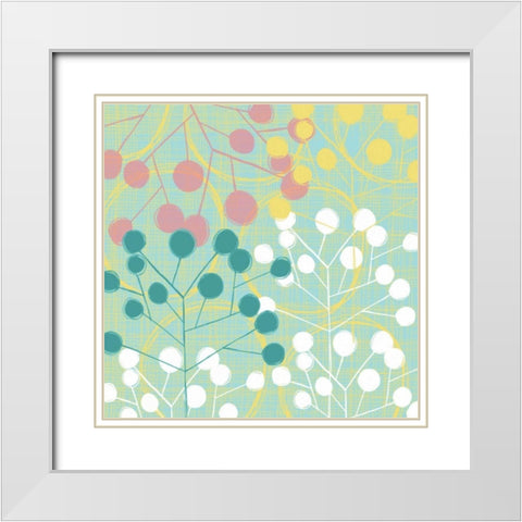 Popping Flowers II White Modern Wood Framed Art Print with Double Matting by Benyon, Ali