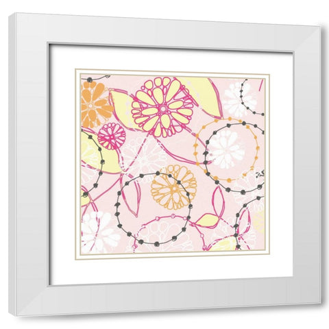 Daisy Chain VI White Modern Wood Framed Art Print with Double Matting by Benyon, Ali