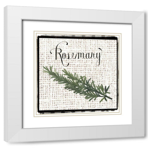 Burlap Herbs I White Modern Wood Framed Art Print with Double Matting by Popp, Grace