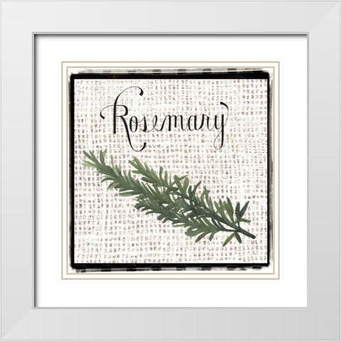 Burlap Herbs I White Modern Wood Framed Art Print with Double Matting by Popp, Grace