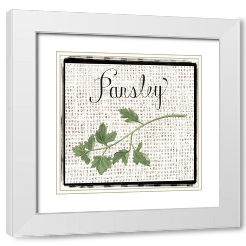 Burlap Herbs IV White Modern Wood Framed Art Print with Double Matting by Popp, Grace