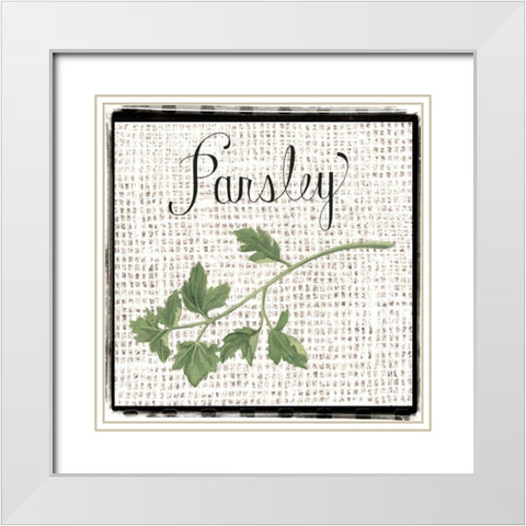Burlap Herbs IV White Modern Wood Framed Art Print with Double Matting by Popp, Grace