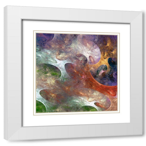 Lunar Tiles III White Modern Wood Framed Art Print with Double Matting by Burghardt, James