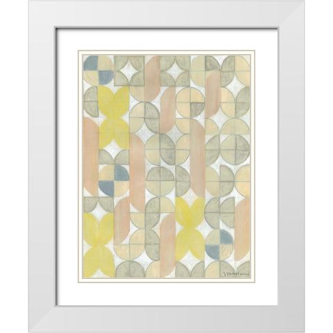 Radius Tile I White Modern Wood Framed Art Print with Double Matting by Lam, Vanna