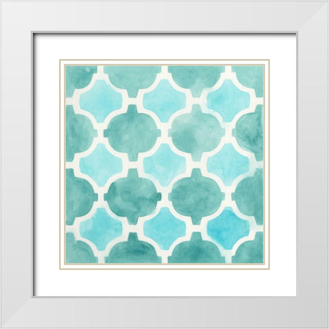 Watercolor Tile II White Modern Wood Framed Art Print with Double Matting by Vess, June Erica