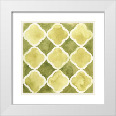 Watercolor Tile IV White Modern Wood Framed Art Print with Double Matting by Vess, June Erica