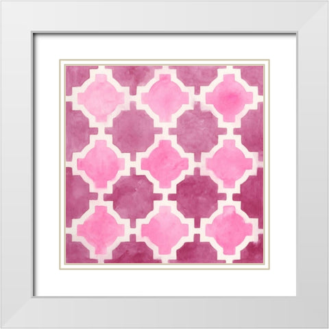Watercolor Tile V White Modern Wood Framed Art Print with Double Matting by Vess, June Erica
